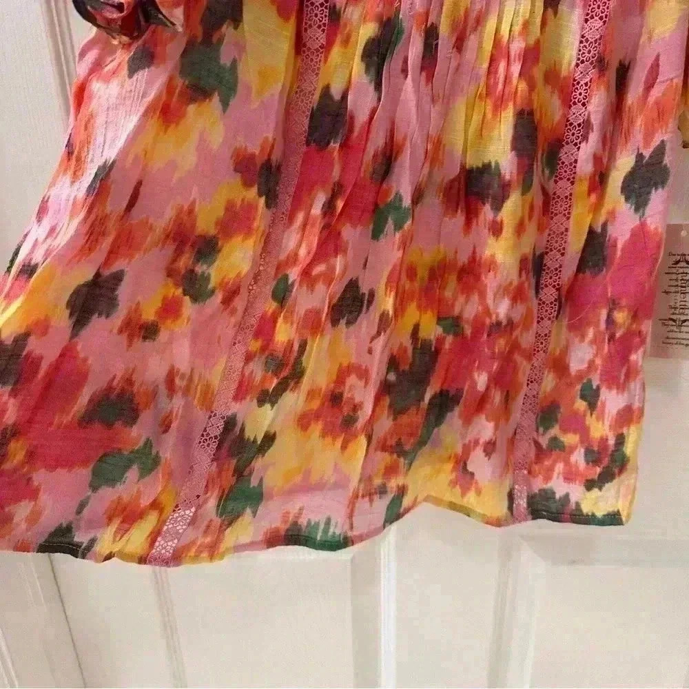 Nanette Lepore Floral Patterned Flutter Sleeve Bl… - image 4